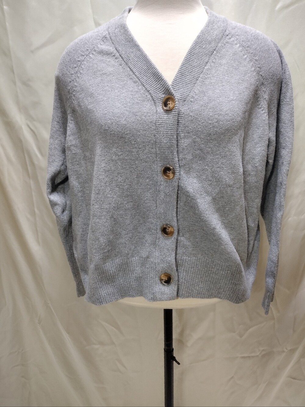 Faherty Jackson Cardigan Sweater Women Small Grey Crop Button V Neck
